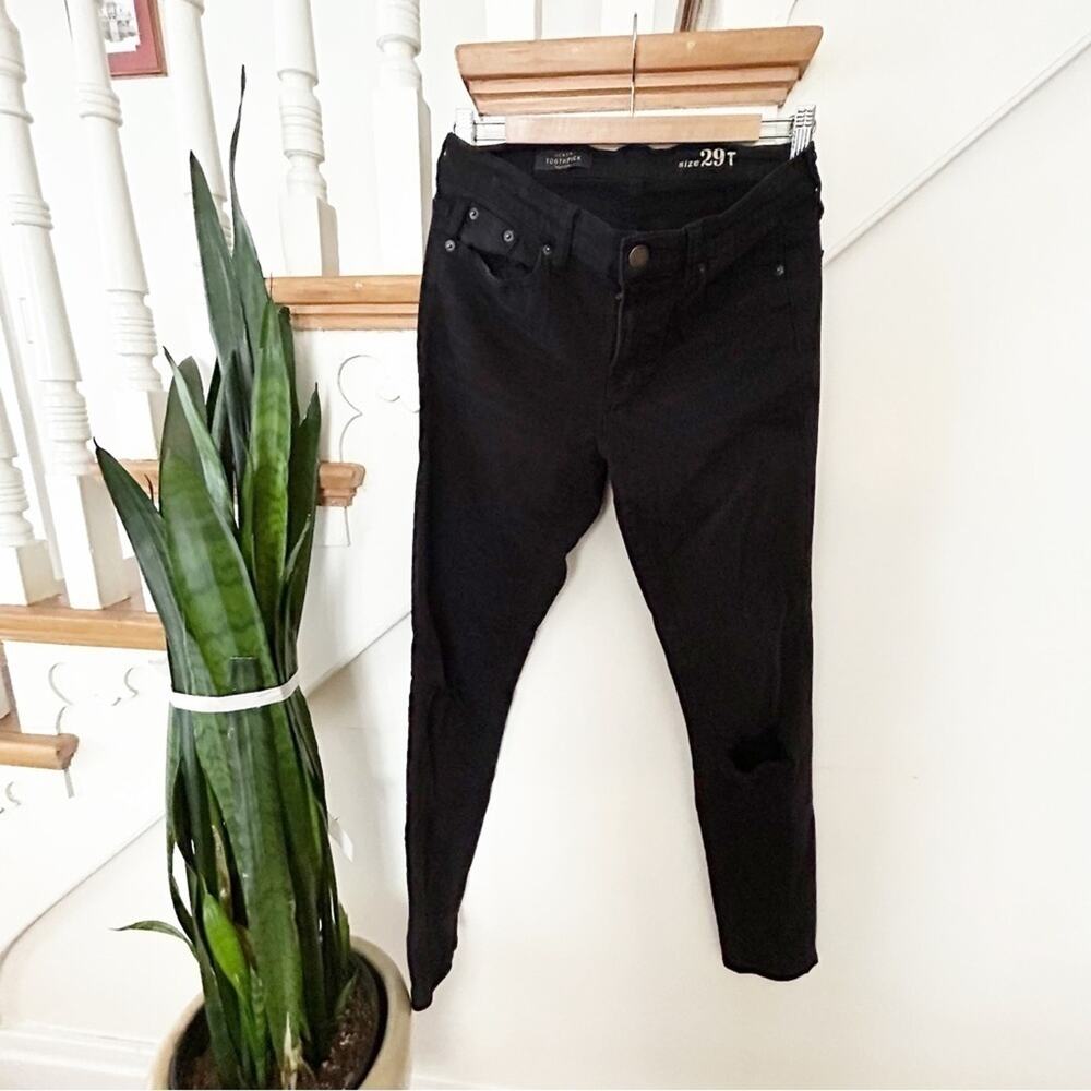 J. Crew Black Distressed Toothpick Ankle Skinny Jeans Size 29 Tall - Picture 2 of 7